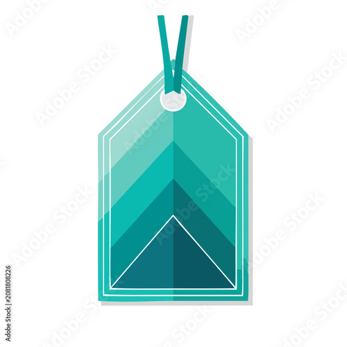 Teal price tag with string vector illustration