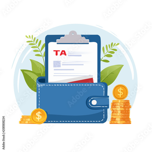 Wallet with Document and Coins