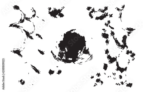 Foto Black silhouette of bats flying in a circular pattern around a central moon on d