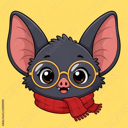 bat face with red scarf 