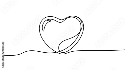 Minimalist heart line art on white background.