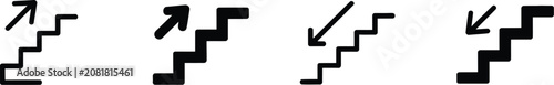 Stairs direction icons with up and down arrows for navigation, wayfinding, signage, and building guidance