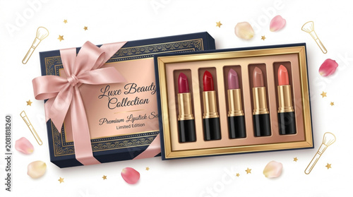 Luxe beauty collection lipstick gift set with pink bow