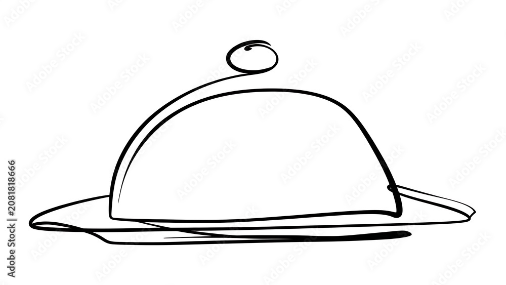 Fototapeta premium Simple Black and White Cloche Bell Jar Drawing.