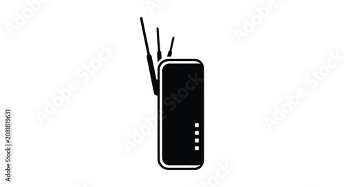 Konstfotografi Vintage cellular phone with extended antennas a black silhouette antique old