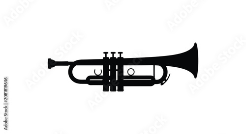 Photography Black trumpet instrument silhouette against a white background a musical brasswi