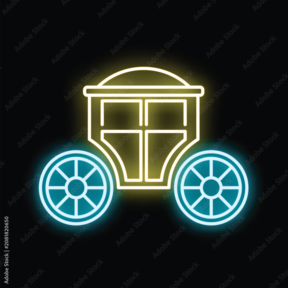 Obraz premium Glowing line icon representing a vintage royal carriage or coach