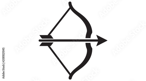 Traditional bow and arrow icon on transparent background