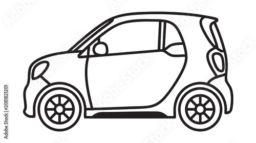 Microcar icon on urban city background