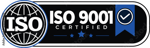 ISO 9001 Certified Premium Badge, International Quality Standard Shield Vector