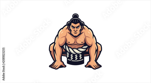 Obraz na plátně Sumo wrestler in fighting stance ready for combat.