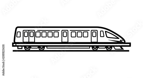 Modern high speed train side view line art illustration