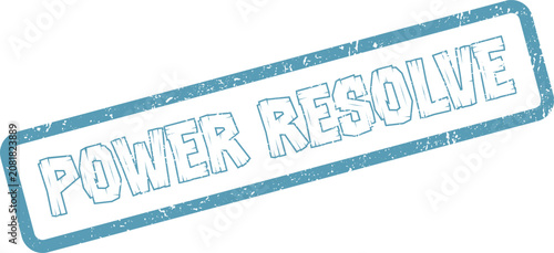Tableau sur toile A distressed blue rubber stamp conveying power and resolve for business decision