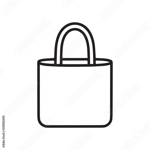 Tote Bag Line Art, Shopping Icon, Minimal Outline Design.