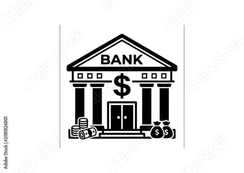 Bank Building Icon Vector Isolated on White Background, Financial Institution, Banking, Money and Finance Symbol 