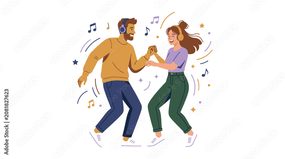 Obraz premium Man and woman dancing together happily.