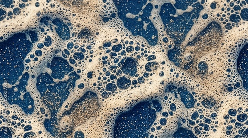 Abstract dark blue and beige sea foam pattern