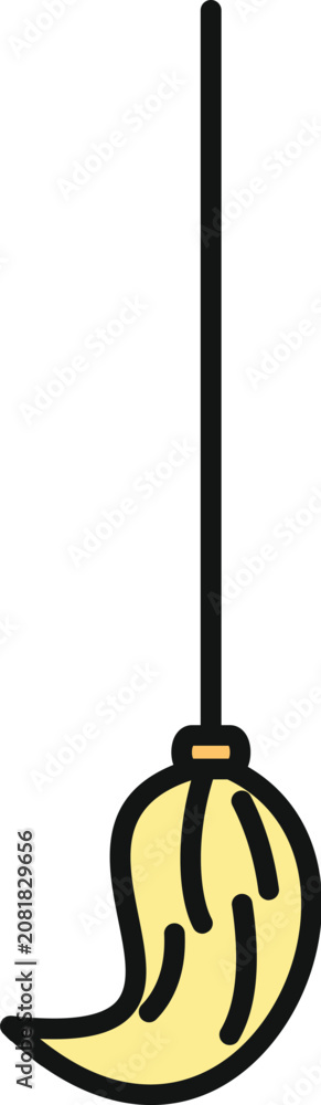 Obraz premium Simple cartoon outlining broomstick, representing concepts like magic, witch, and cleaning