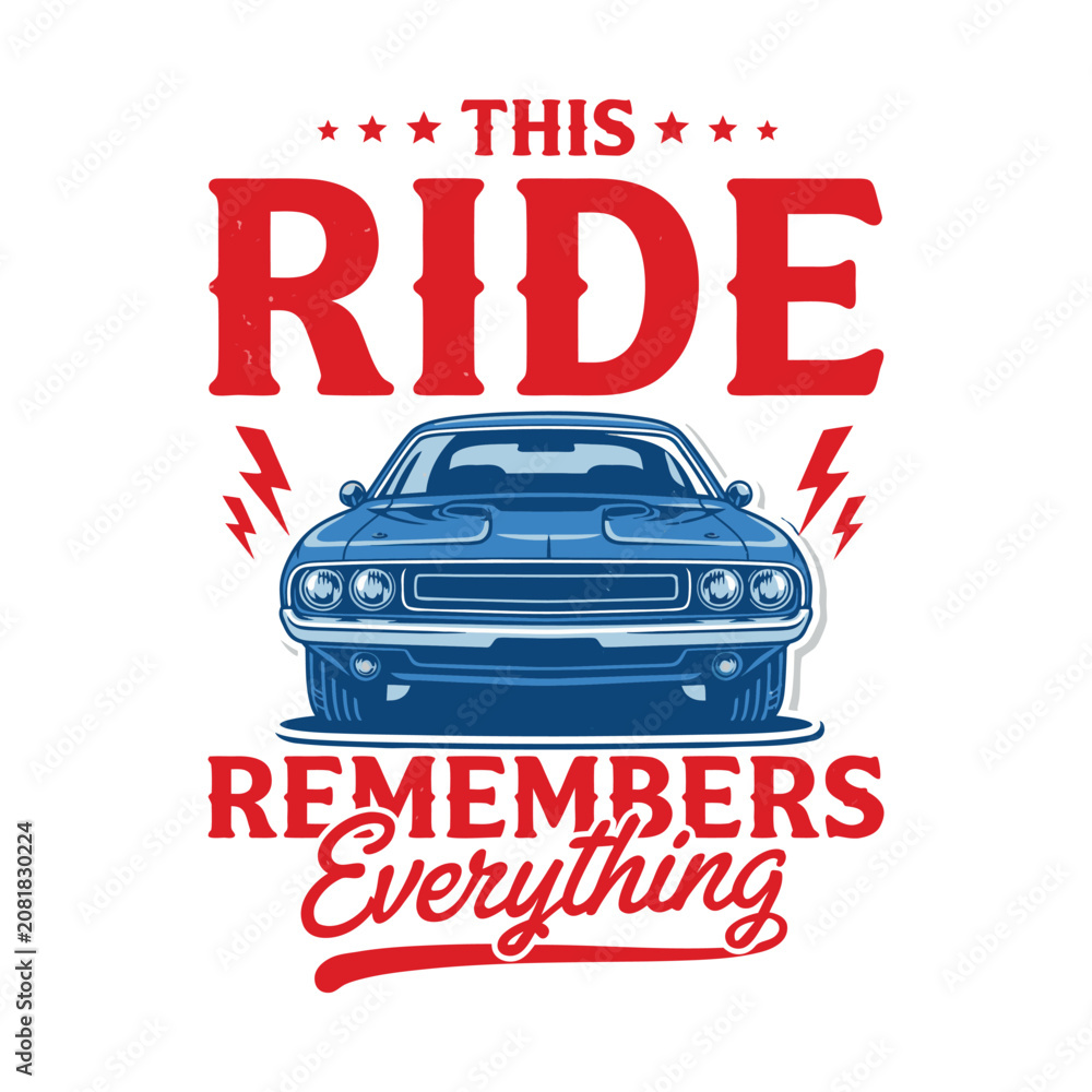 Fototapeta premium Classic Muscle Car Illustration, Retro Automotive Nostalgia Design.