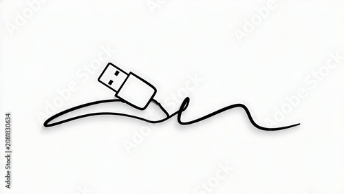 USB flash drive sketch on white background.