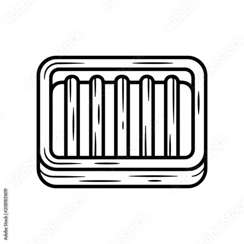 Black and white illustration soap bar.