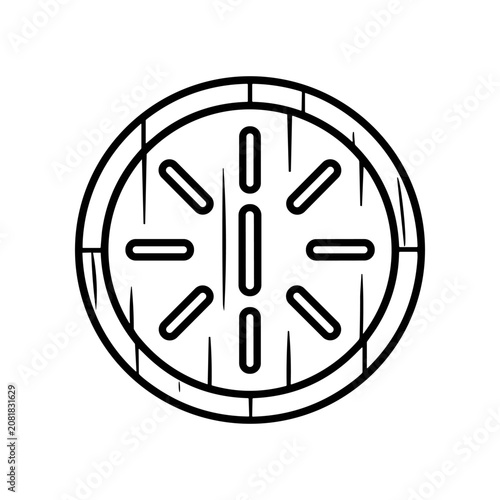 Black and white wheel drawing.