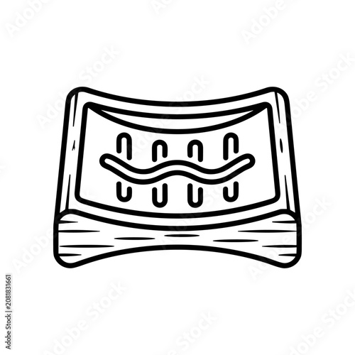 Simple line drawing of a pillow.