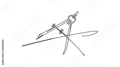 Vintage compass and pencil on white background.