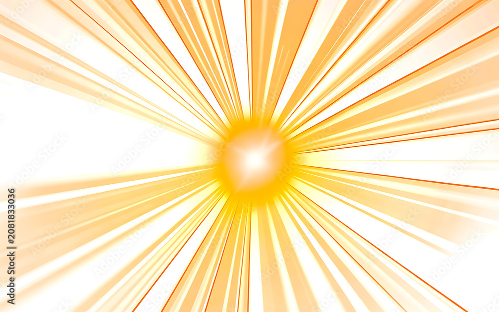 Fototapeta premium Yellow sunburst, radiating lines, bright light effect rays