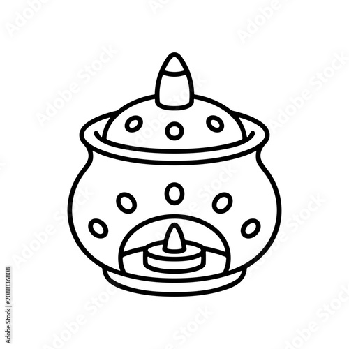 Black and white line art incense burner.