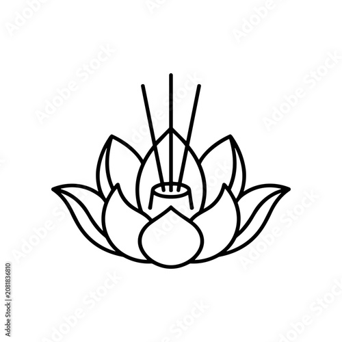 Black line drawing of a lotus.