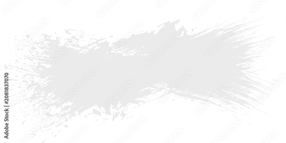 Fototapeta premium Light Gray Paint Splash Brush Texture. Soft distressed paint burst with delicate spray particles and flowing artistic bristle streaks. Minimal grunge design element for elegant contemporary creative c