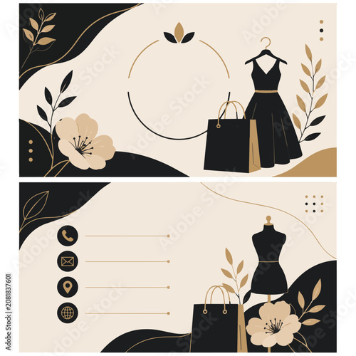 Elegant Fashion Boutique Business Card Template Flat Vector Design