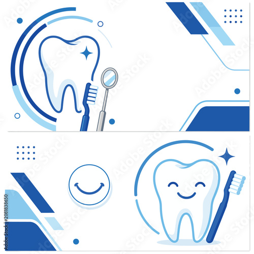 Modern Dental Clinic Business Card Template with Tooth Icon Flat Vector