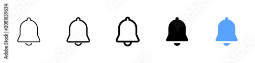 Notification bell icon. Alert symbol. Simple pictogram for reminder, alarm, message notification, app update, warning, ring, announcement and user interface notice.