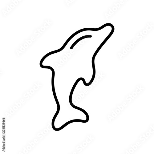 Black line art dolphin jumping.