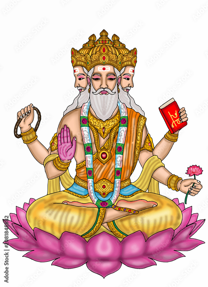 Photography Poster hand drawn digital art of lord brahma | Wall