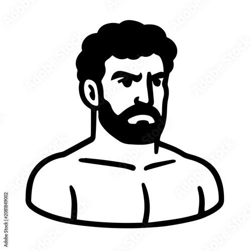 Male Classical Statue Outline Vector Line Art Illustration