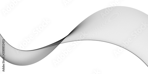 Abstract business background with flowing white and grey wave, sleek minimal concept for design