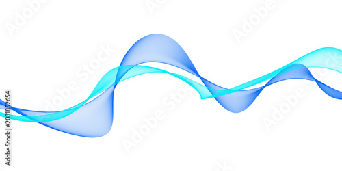 Abstract business background with flowing blue and cyan line waves, modern technology concept for design
