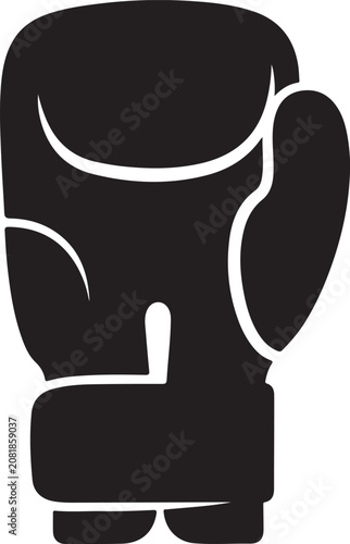 Black Boxing Glove, Sports Equipment, Fitness Icon, Vector Illustration