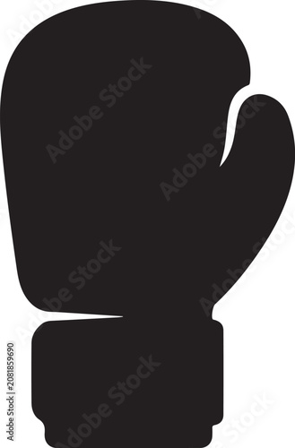 Black boxing glove, sports equipment, fighting gear, athletic icon
