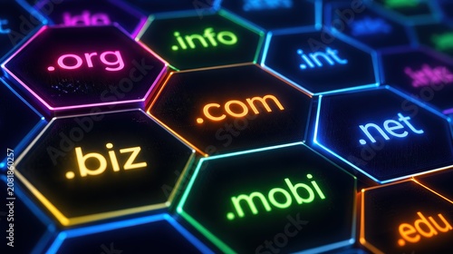 Colorful Domain Name Extensions on Digital Hexagonal Network
