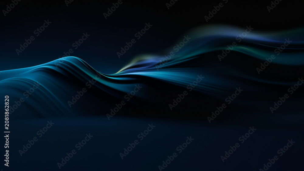 Fototapeta premium Waves of Color Flow Through Dark Space in Digital Art Creation