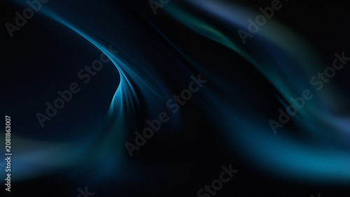 Fotografie Light Waves Create a Pattern of Movement in a Dark Setting With Blue Tones