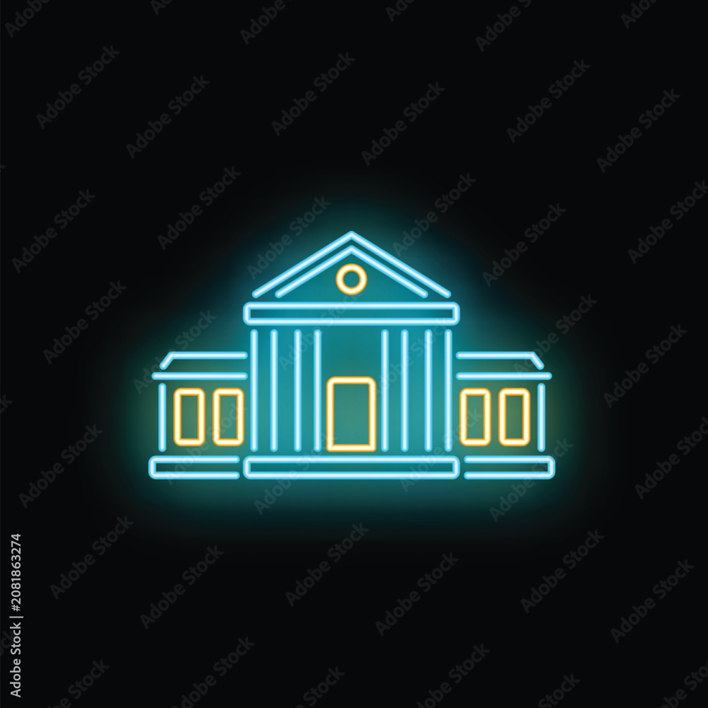 Obraz premium Needing a public building, courthouse, university, or library glowing neon icon