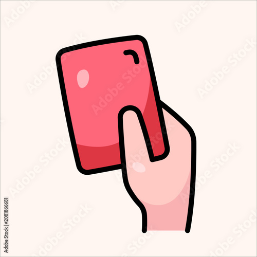 Bild auf Leinwand Hand Holding Red Penalty Card Icon