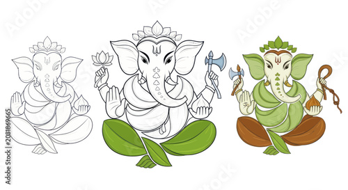 Tableau sur toile Ganesha Hindu God Elephant Head.