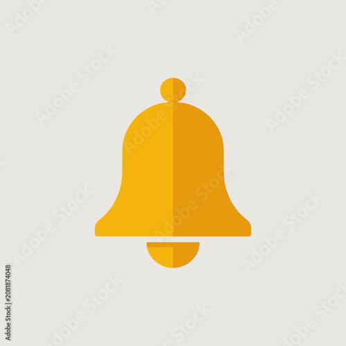 Obraz na plátně Bright orange bell icon with clapper and loop.