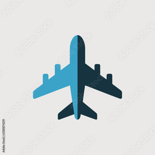 Fotografía Minimalist airplane icon in flat design style.